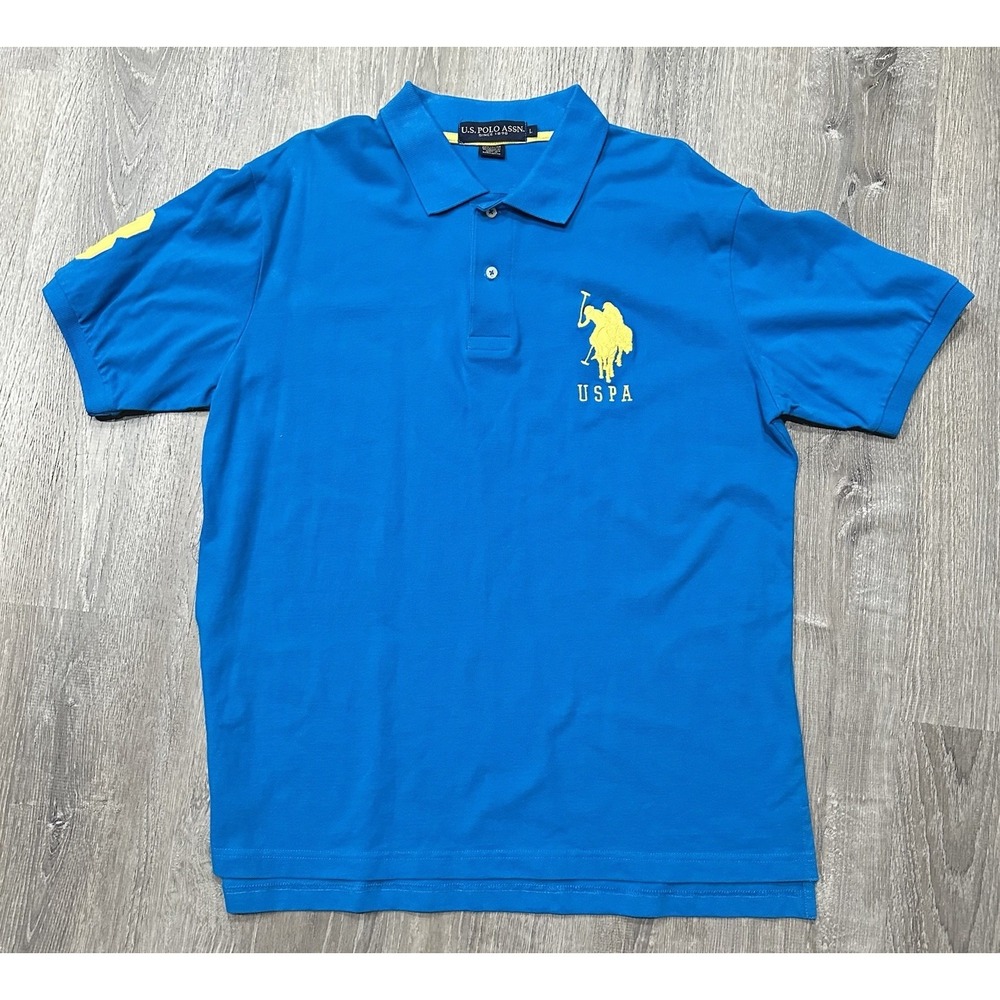USPA US Polo Assn Shirt Mens Large Teal Big Pony Short‎ Sleeve #3 Y2K 90s Polo